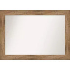 42" x 30" Non-Beveled Owl Brown Wood Wall Mirror - Amanti Art