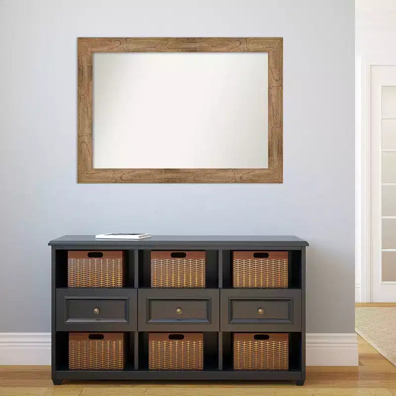 Miroir mural chouette en bois marron sans biseau 42" x 30" - Amanti Art