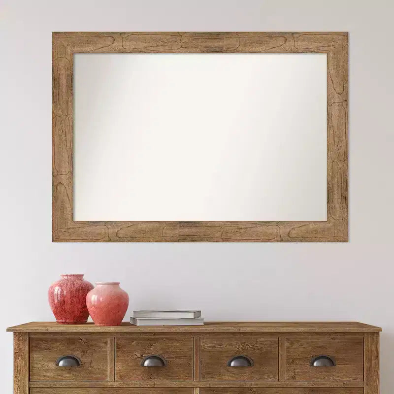 Miroir mural chouette en bois marron sans biseau 42" x 30" - Amanti Art