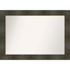 42" x 30" Non-Beveled Rail Rustic Char Bathroom Wall Mirror - Amanti Art: Polystyrene Frame, Rectangle Vanity Mirror