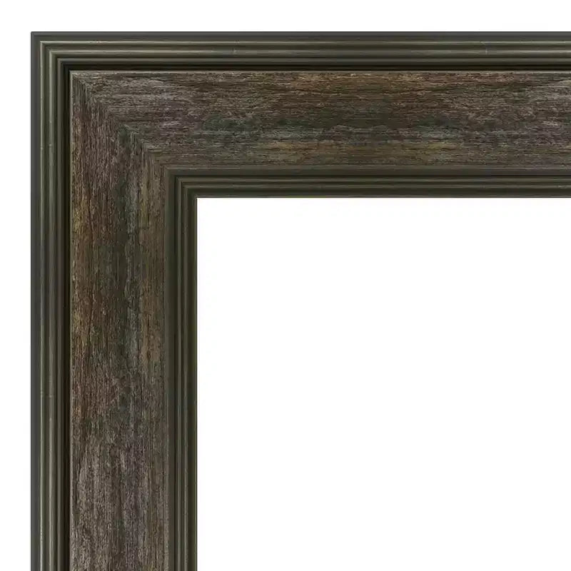 Miroir mural de salle de bain rustique à rail non biseauté 42" x 30" - Amanti Art : Cadre en polystyrène, miroir de courtoisie rectangulaire