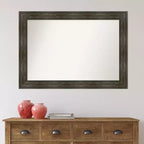 Miroir mural de salle de bain rustique à rail non biseauté 42" x 30" - Amanti Art : Cadre en polystyrène, miroir de courtoisie rectangulaire