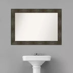 Miroir mural de salle de bain rustique à rail non biseauté 42" x 30" - Amanti Art : Cadre en polystyrène, miroir de courtoisie rectangulaire
