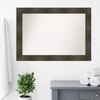 Miroir mural de salle de bain rustique à rail non biseauté 42" x 30" - Amanti Art : Cadre en polystyrène, miroir de courtoisie rectangulaire