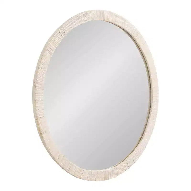 Kate & Laurel All Things Decor 28" Rahfy Round Framed Wall Mirror White