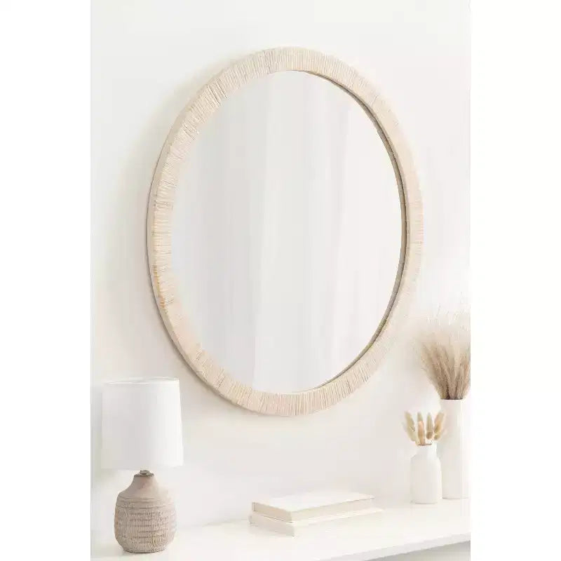 Kate & Laurel All Things Decor Miroir Mural Rond Encadré Rahfy 28" Blanc