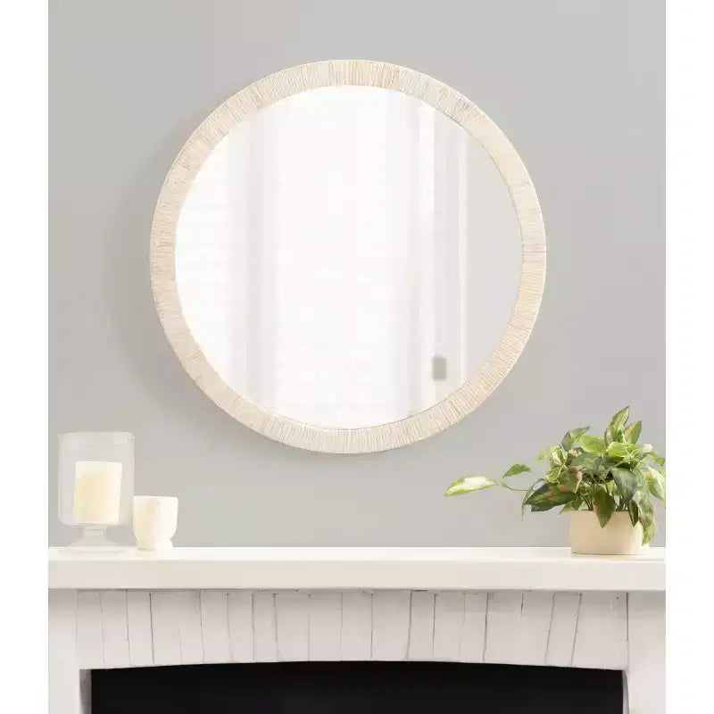 Kate & Laurel All Things Decor Miroir Mural Rond Encadré Rahfy 28" Blanc