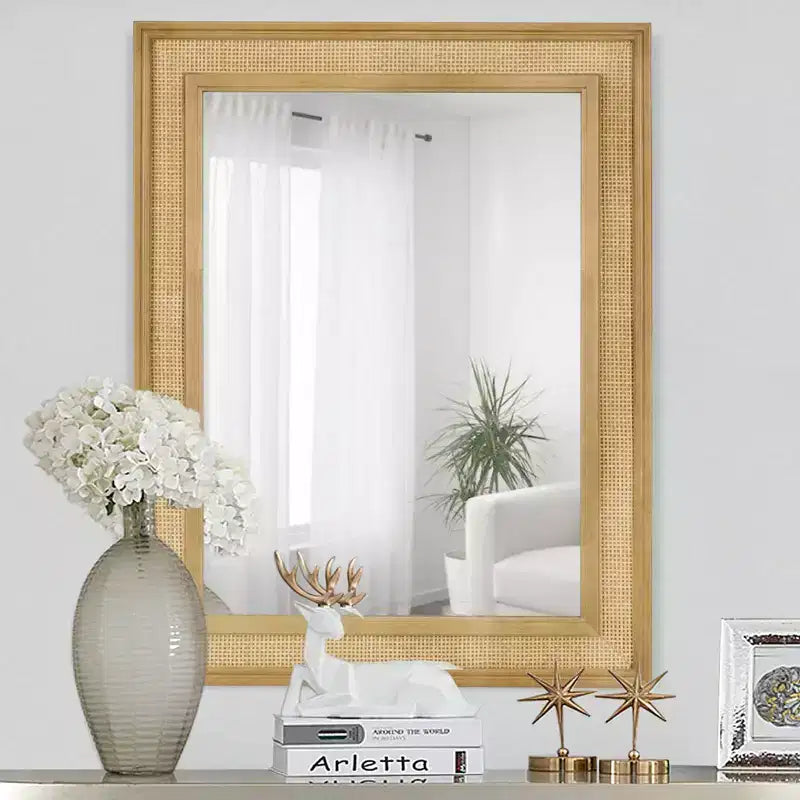 Miroir en rotin WallBeyond 27"x34", marron clair