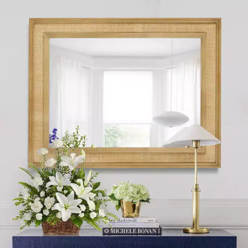 Miroir en rotin WallBeyond 27"x34", marron clair