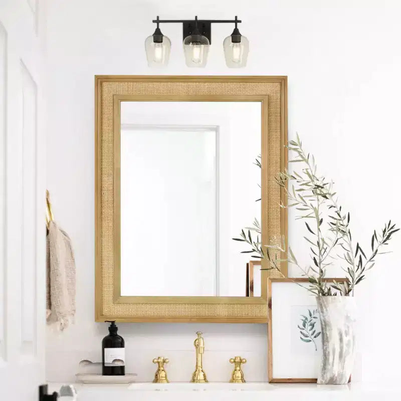 Miroir en rotin WallBeyond 27"x34", marron clair