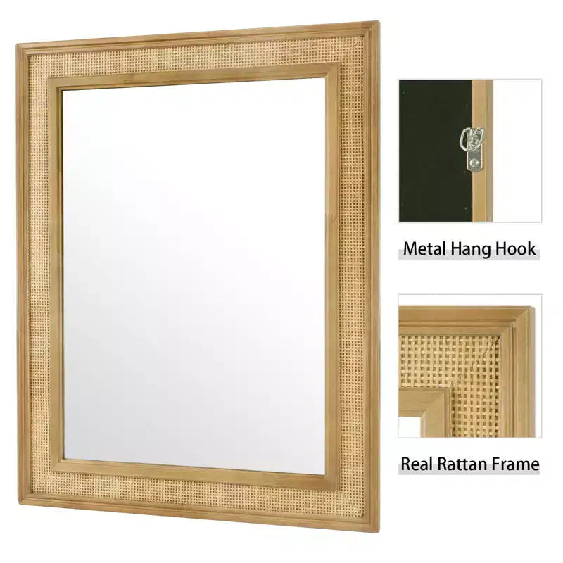 Miroir en rotin WallBeyond 27"x34", marron clair