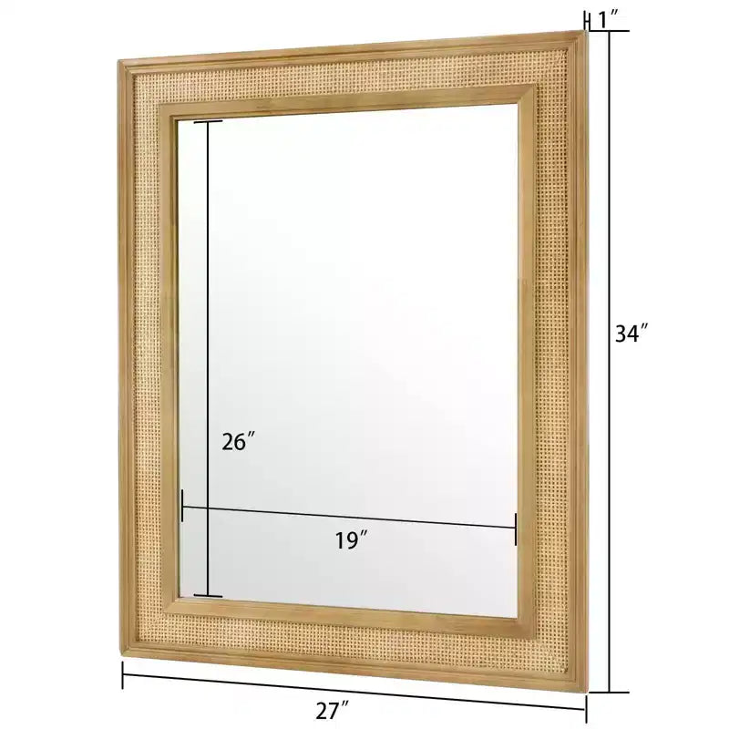 Miroir en rotin WallBeyond 27"x34", marron clair