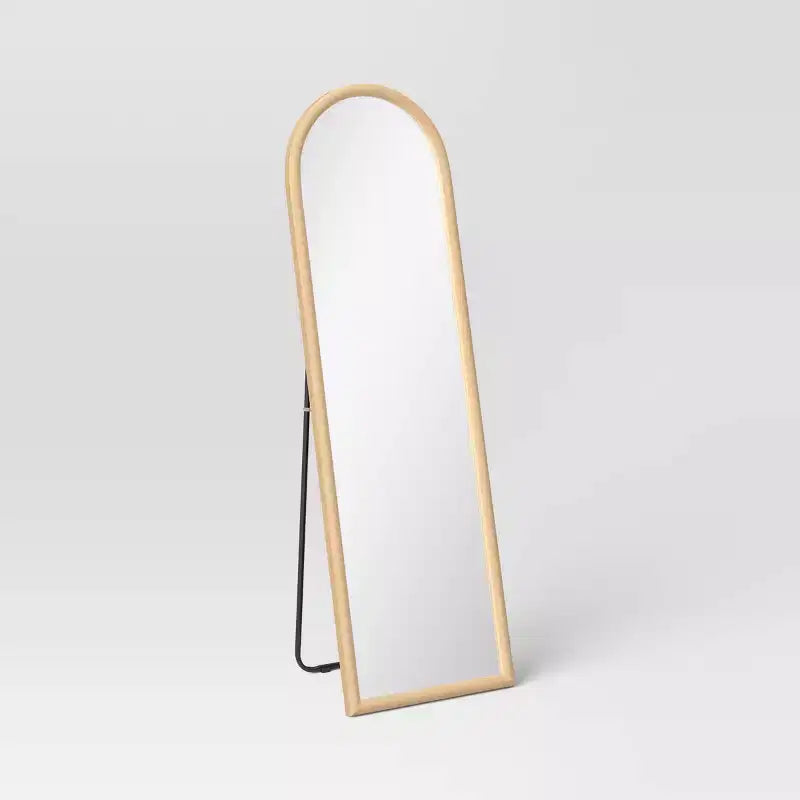 20" x 65" Arch Floor Mirror Natural - Threshold™: Modern Polystyrene Frame, No Assembly, Freestanding Design