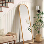 Miroir sur pied arque 20" x 65" naturel - Threshold™ : Cadre moderne en polystyrène, aucun assemblage, conception autoportante