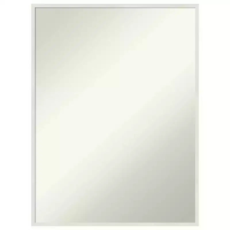 19" x 25" Non-Beveled Lucie Wood Bathroom Wall Mirror White - Amanti Art: Modern Rectangular Vanity, Includes Mounting Hardware