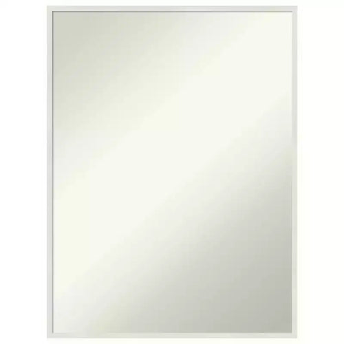 19" x 25" Non-Beveled Lucie Wood Bathroom Wall Mirror White - Amanti Art: Modern Rectangular Vanity, Includes Mounting Hardware