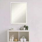 Miroir mural de salle de bain en bois Lucie 19" x 25" non biseauté blanc - Amanti Art : Coiffeuse rectangulaire moderne, quincaillerie de montage incluse