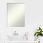 Miroir mural de salle de bain en bois Lucie 19" x 25" non biseauté blanc - Amanti Art : Coiffeuse rectangulaire moderne, quincaillerie de montage incluse