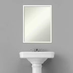 Miroir mural de salle de bain en bois Lucie 19" x 25" non biseauté blanc - Amanti Art : Coiffeuse rectangulaire moderne, quincaillerie de montage incluse