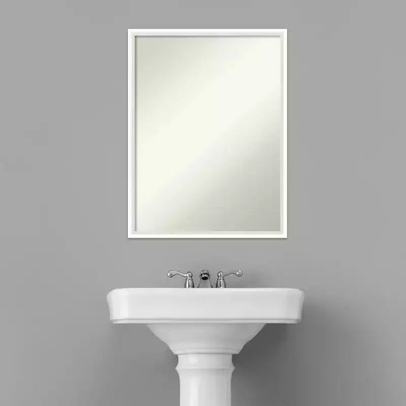Miroir mural de salle de bain en bois Lucie 19" x 25" non biseauté blanc - Amanti Art : Coiffeuse rectangulaire moderne, quincaillerie de montage incluse