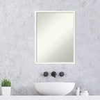 Miroir mural de salle de bain en bois Lucie 19" x 25" non biseauté blanc - Amanti Art : Coiffeuse rectangulaire moderne, quincaillerie de montage incluse