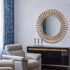 Miroir capsule fait main Howard Elliott 18 po x 54 po, Fitzgerald laiton antique et noir mat