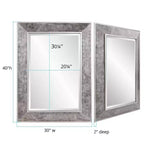 Miroir de courtoisie rectangulaire grand format encadré Howard Elliott 60"x18" gris fumé