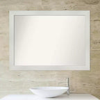 Miroir mural de salle de bain mosaïque non biseauté 43" x 32" Blanc - Amanti Art : Style moderne, cadre en polystyrène, montage mural