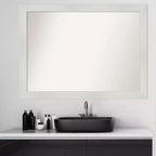 Miroir mural de salle de bain mosaïque non biseauté 43" x 32" Blanc - Amanti Art : Style moderne, cadre en polystyrène, montage mural