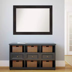 Miroir Mural de Salle de Bain 44" x 33" Non Biseauté Espresso - Amanti Art : Rectangulaire Moderne, Cadre en Polystyrène, Fixation Murale
