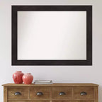 Miroir Mural de Salle de Bain 44" x 33" Non Biseauté Espresso - Amanti Art : Rectangulaire Moderne, Cadre en Polystyrène, Fixation Murale