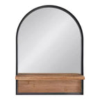 Miroir mural fonctionnel noir de 24 po x 32 po Owings – Kate & Laurel All Things Decor : Dessus cintré de salle de bain avec tablette