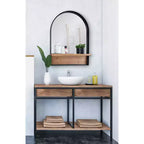 Miroir mural fonctionnel noir de 24 po x 32 po Owings – Kate & Laurel All Things Decor : Dessus cintré de salle de bain avec tablette