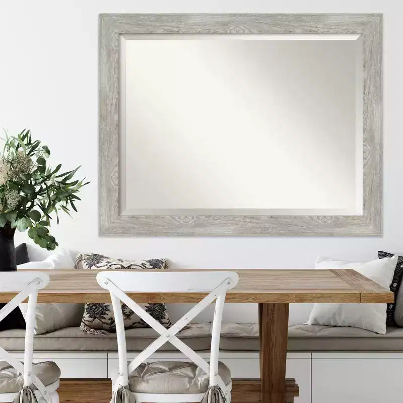 Miroir mural encadré Dove 46 po x 36 po Gris patiné - Amanti Art