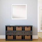 Miroir mural étroit de 29 po x 29 po sans biseau pour armoire, blanc - Amanti Art : Carré moderne, cadre en polystyrène, quincaillerie de montage incluse