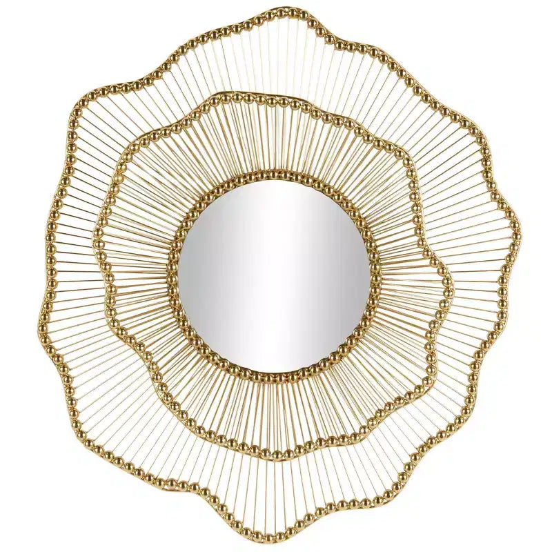 Olivia & May 34"x33" Metal Floral Layered Frame Wall Mirror with Layered Floral Frame Gold: Iron Construction, No Assembly Required