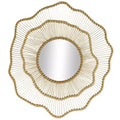 Olivia & May 34"x33" Metal Floral Layered Frame Wall Mirror with Layered Floral Frame Gold: Iron Construction, No Assembly Required
