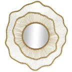Olivia & May 34"x33" Metal Floral Layered Frame Wall Mirror with Layered Floral Frame Gold: Iron Construction, No Assembly Required
