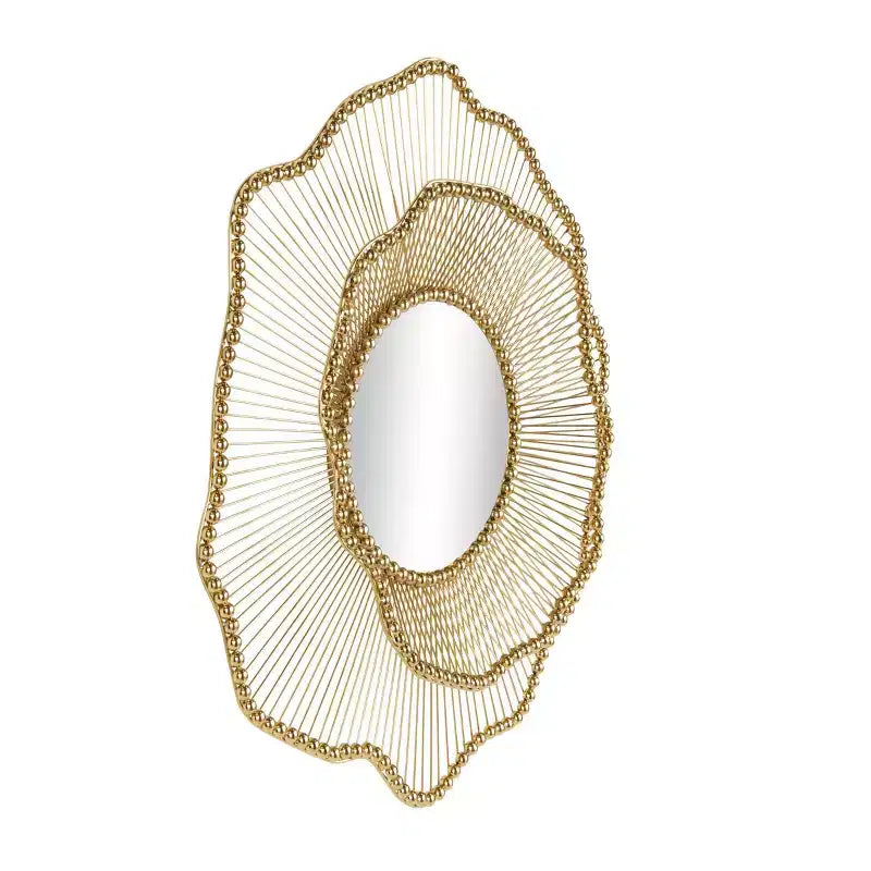 Miroir Mural Cadre Floral Superposé en Métal Olivia & May 34"x33" Doré : Structure en Fer, Aucun Assemblage Requis