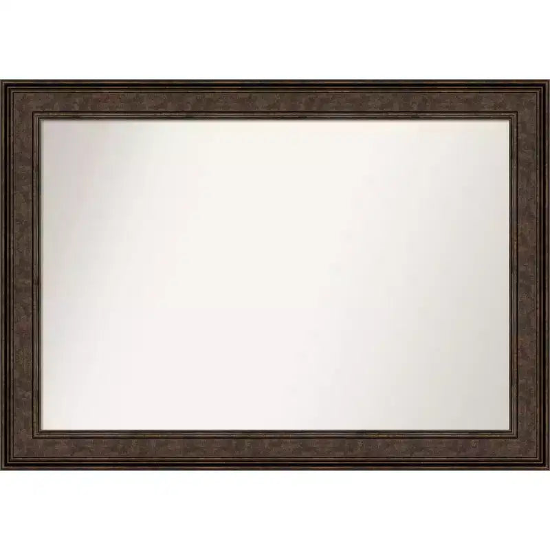 42" x 30" Non-Beveled Ridge Bronze Wall Mirror - Amanti Art: Rectangle, Polystyrene Frame, Includes Mounting Hardware
