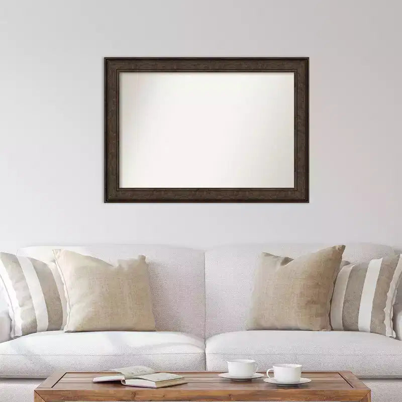 Miroir mural en bronze à crête non biseautée 42" x 30" - Amanti Art : Rectangulaire, cadre en polystyrène, quincaillerie de montage incluse