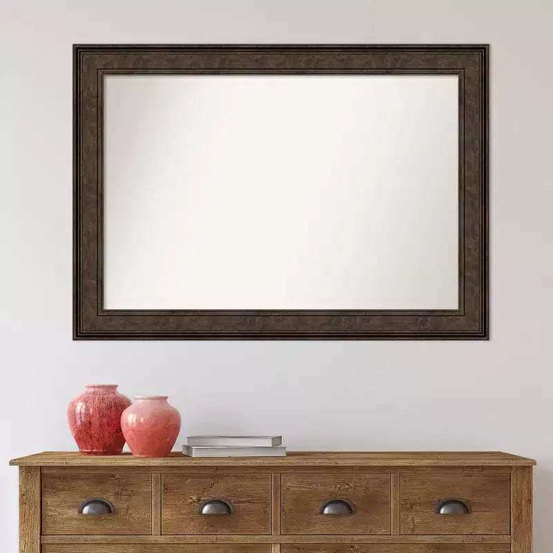 Miroir mural en bronze à crête non biseautée 42" x 30" - Amanti Art : Rectangulaire, cadre en polystyrène, quincaillerie de montage incluse