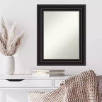 Miroir mural colonial noir de 24 po x 30 po sans biseau - Amanti Art : Rectangle moderne, cadre en polystyrène