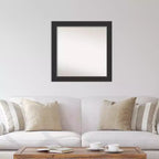 Miroir mural Corvino noir en bois non biseauté de 31 po x 31 po – Amanti Art : Carré moderne, comprend le matériel de fixation