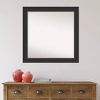 Miroir mural Corvino noir en bois non biseauté de 31 po x 31 po – Amanti Art : Carré moderne, comprend le matériel de fixation