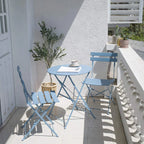 Ensemble bistro pliant 3 pièces en métal, salon de conversation intérieur/extérieur résistant aux intempéries pour patio, cour, jardin