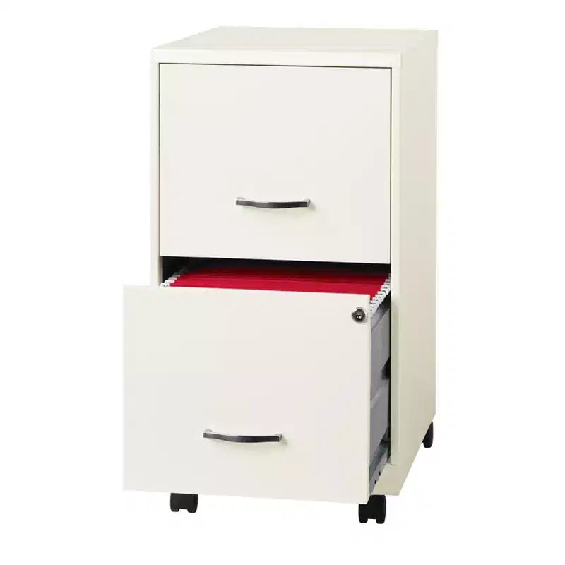 Solutions de rangement Meuble de classement vertical mobile à 2 tiroirs de 45,7 cm de profondeur et de largeur courrier Blanc perle
