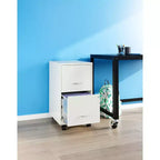 Solutions de rangement Meuble de classement vertical mobile à 2 tiroirs de 45,7 cm de profondeur et de largeur courrier Blanc perle