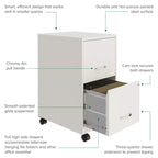 Solutions de rangement Meuble de classement vertical mobile à 2 tiroirs de 45,7 cm de profondeur et de largeur courrier Blanc perle