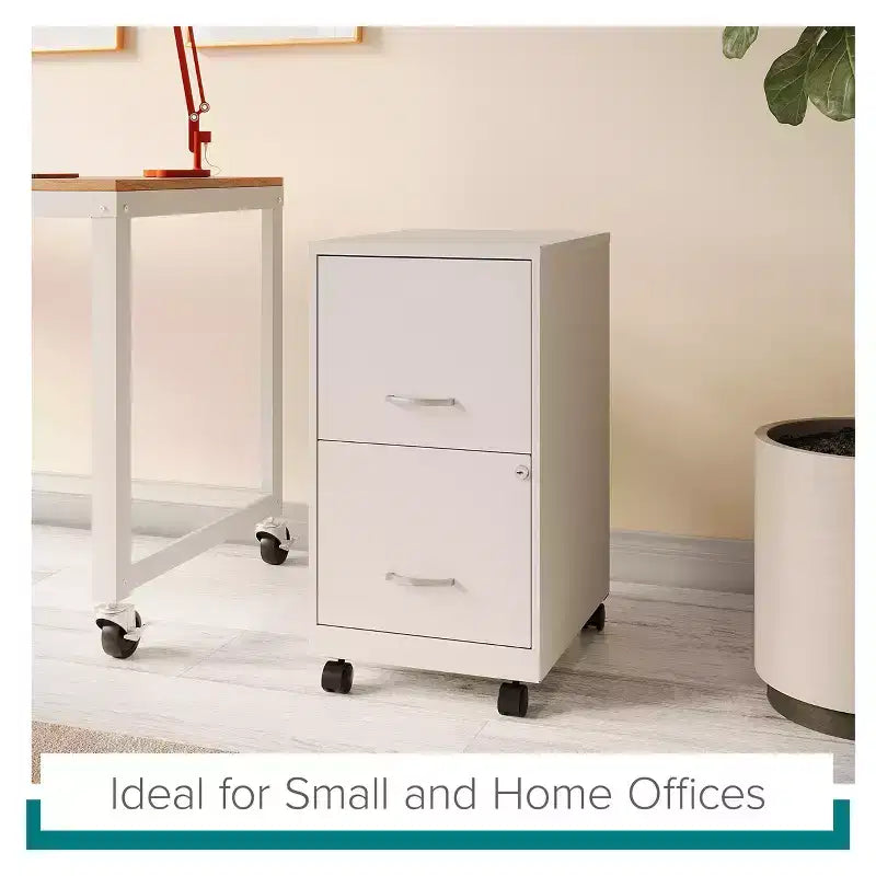 Solutions de rangement Meuble de classement vertical mobile à 2 tiroirs de 45,7 cm de profondeur et de largeur courrier Blanc perle